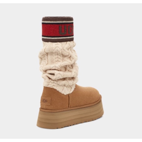 UGG Classic Sweater Letter Boot Chestnut - Picture 2 of 5